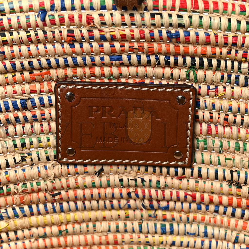 Pra*a paglia vitello woven braided basket tote multicolor cognac 1bg312_2dif_f00j7_v_iom (25*25*14cm)